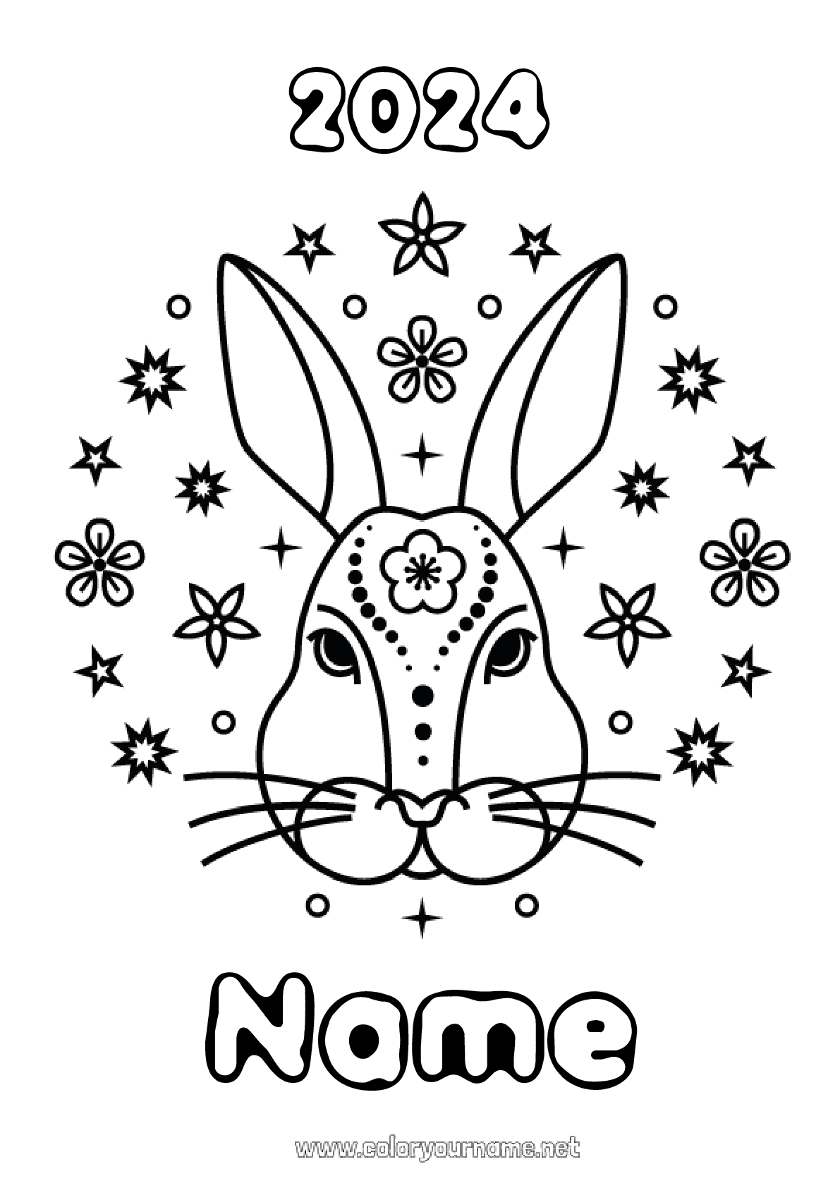 Coloring Page No 614 Bunny 2023 Chinese New Year
