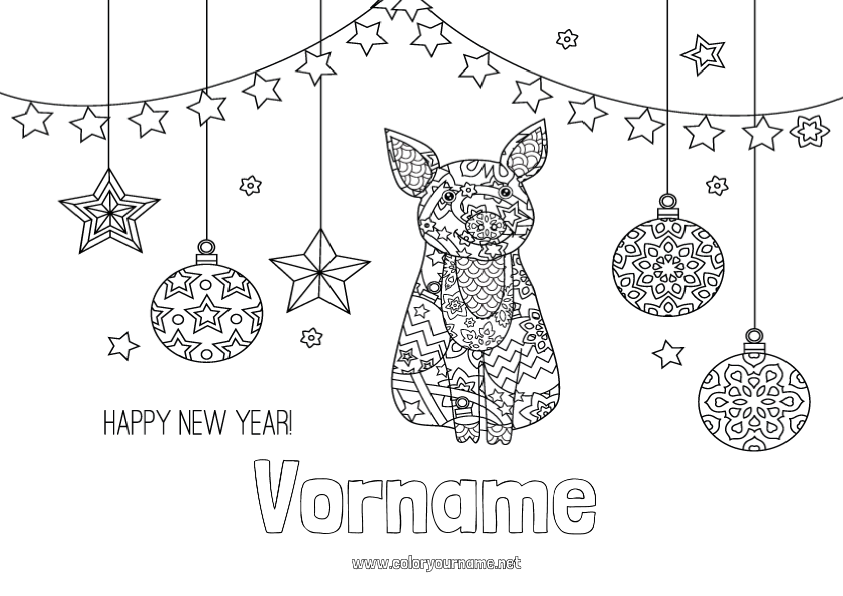 Malvorlage Nr.653 - Schwein Frohes Neues Jahr Chinesisches Neujahr