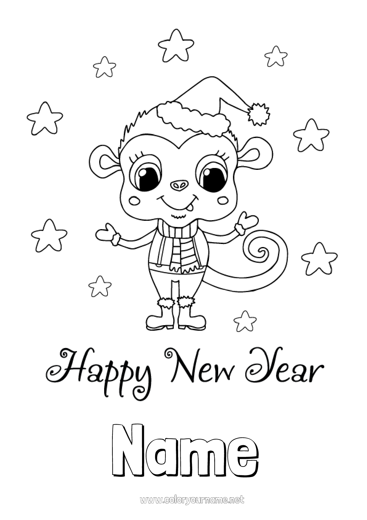 Coloring page No.663 - Happy new year Chinese New Year Monkey