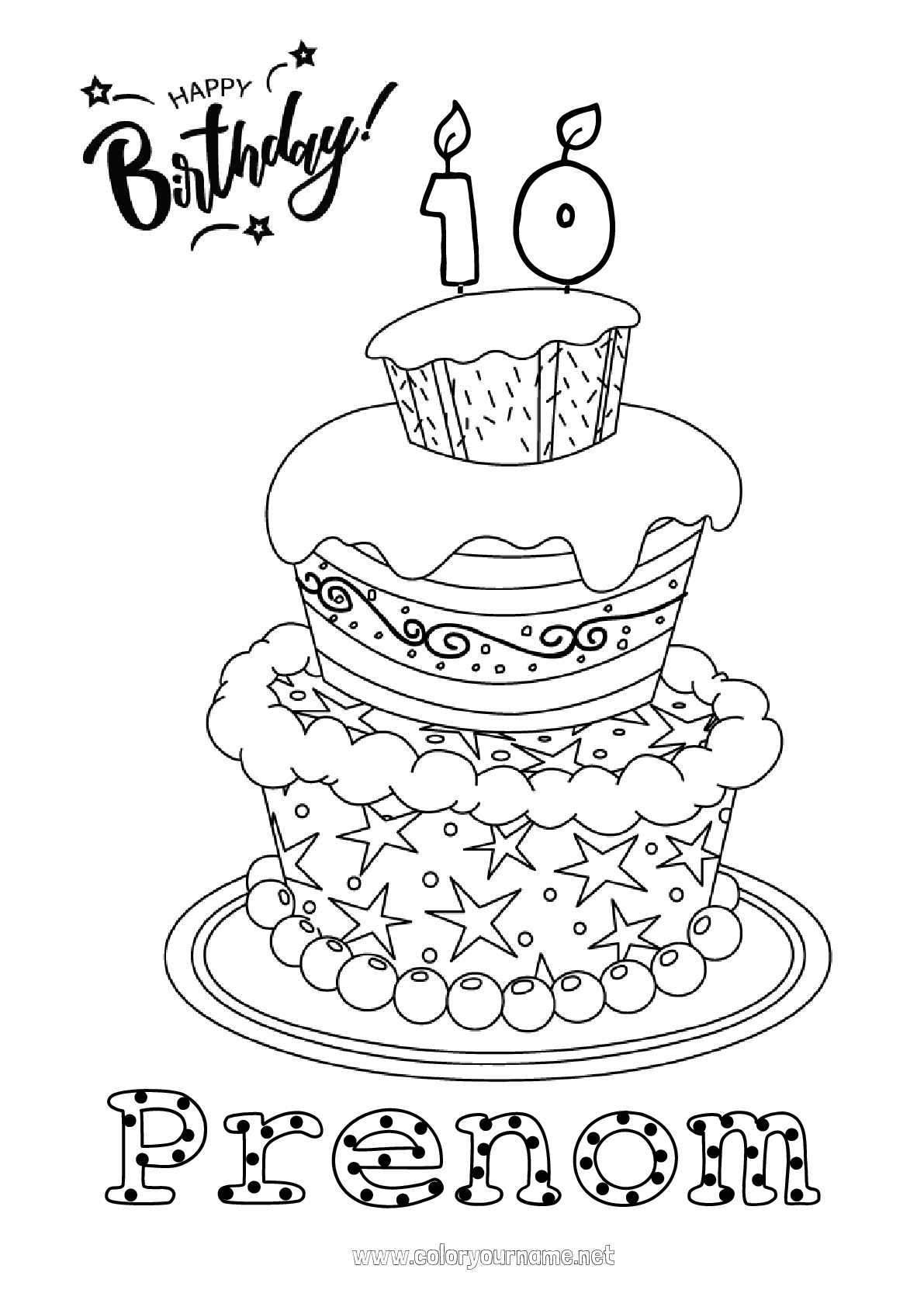 Coloriage n°68 Bougie Gâteau Anniversaire