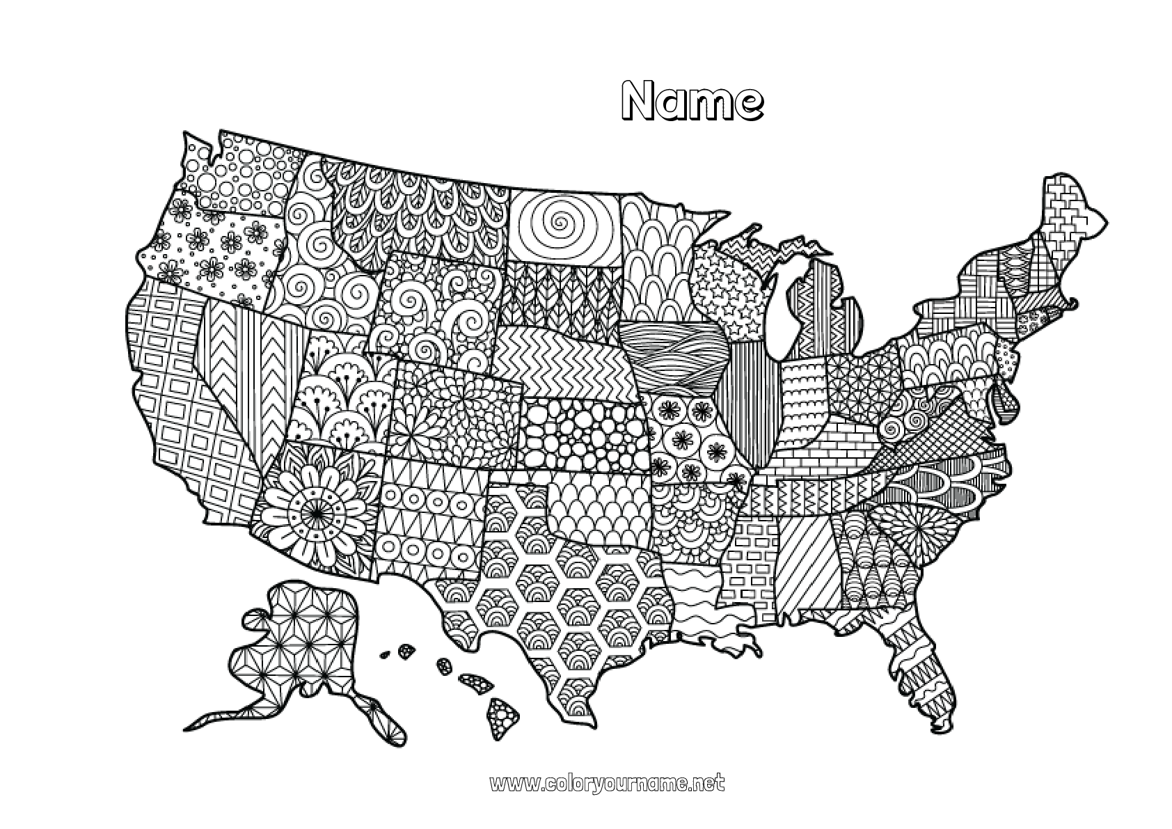 United States Map Coloring Page Moncoloriage 694 Name 2