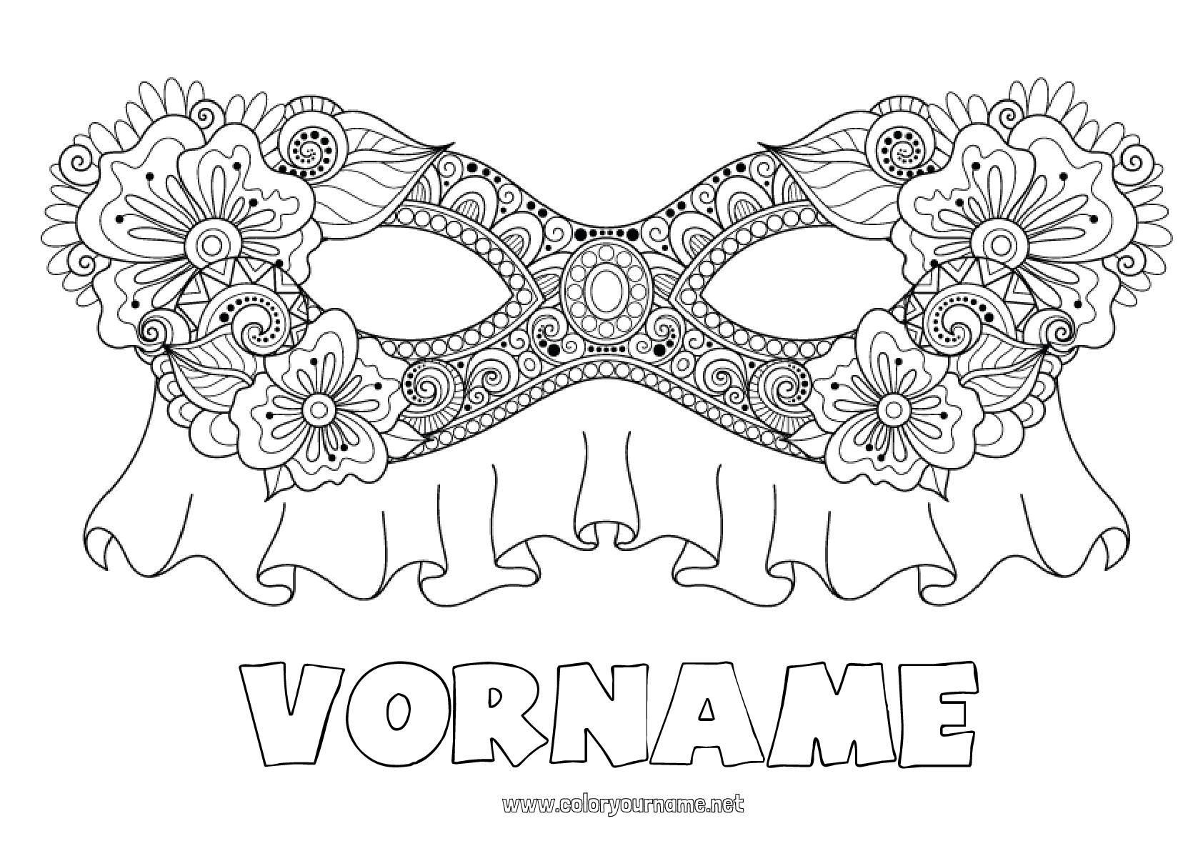  Malvorlage Nr.765 - Maske Karneval Karnevalsdienstag Motiv 