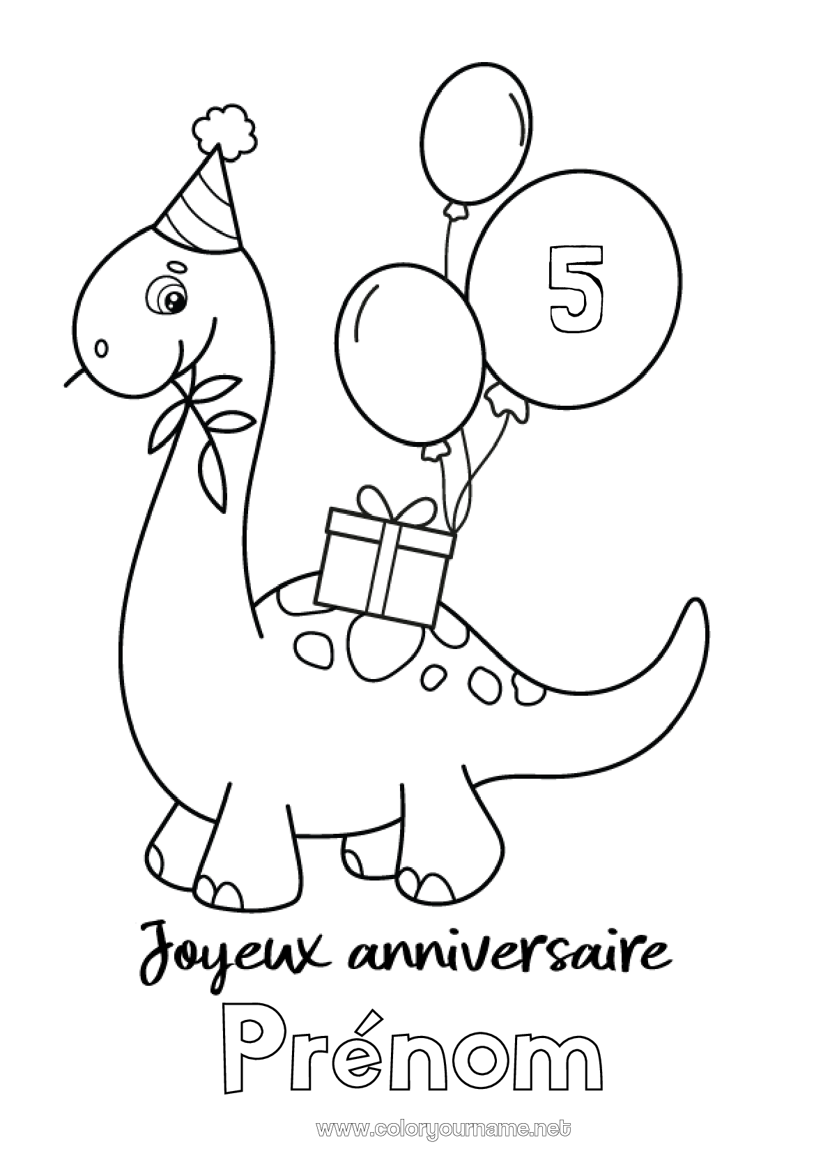 Joyeux Anniversaire Coloriage Anniversaire Coloriage n°794 - Cadeaux Anniversaire Dinosaures