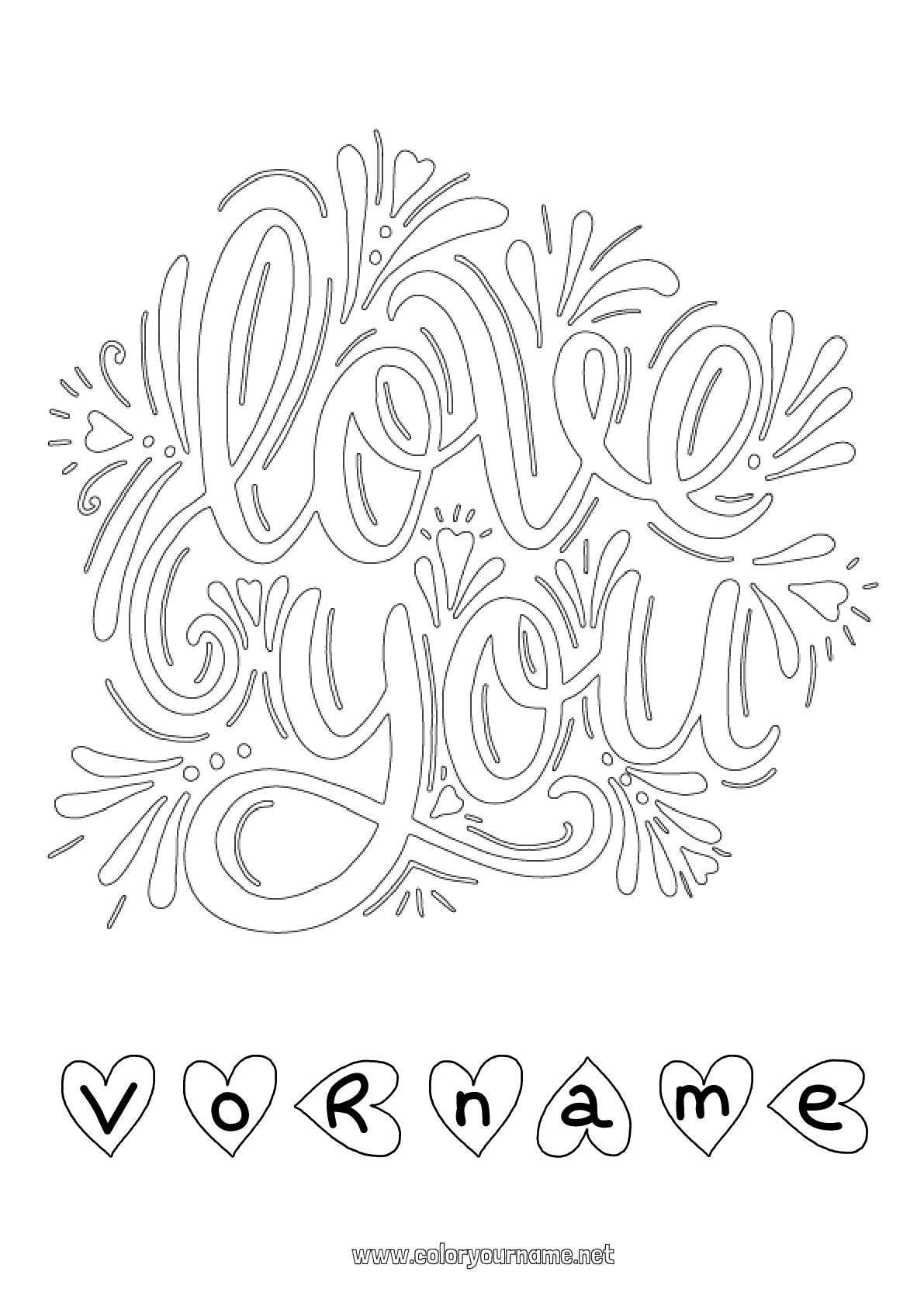 Malvorlage Nr.815 - Ich liebe dich "Liebes" Nachricht