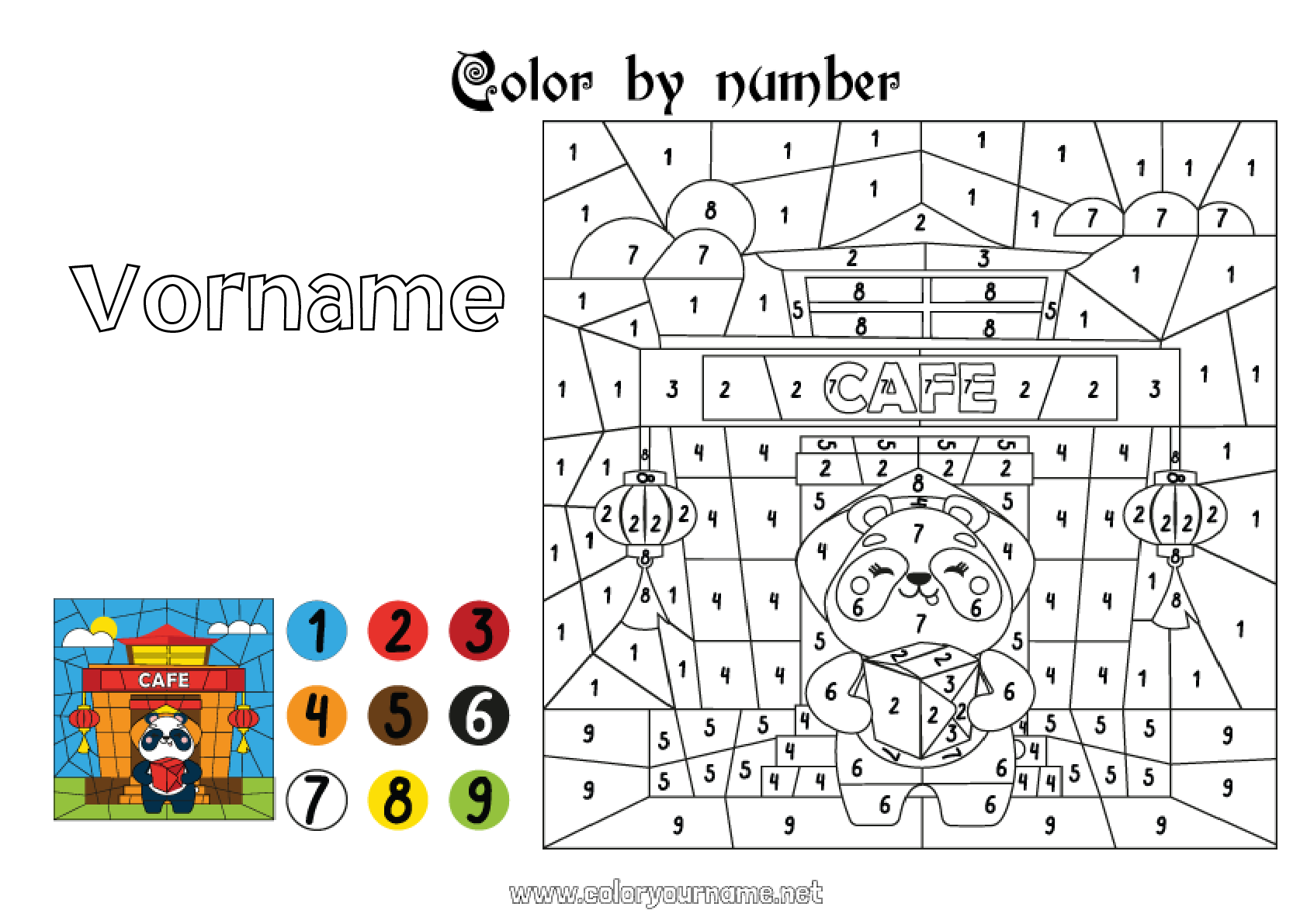 Malvorlage Nr.863 - Malen nach Zahlen Kinderaktivitäten Tier