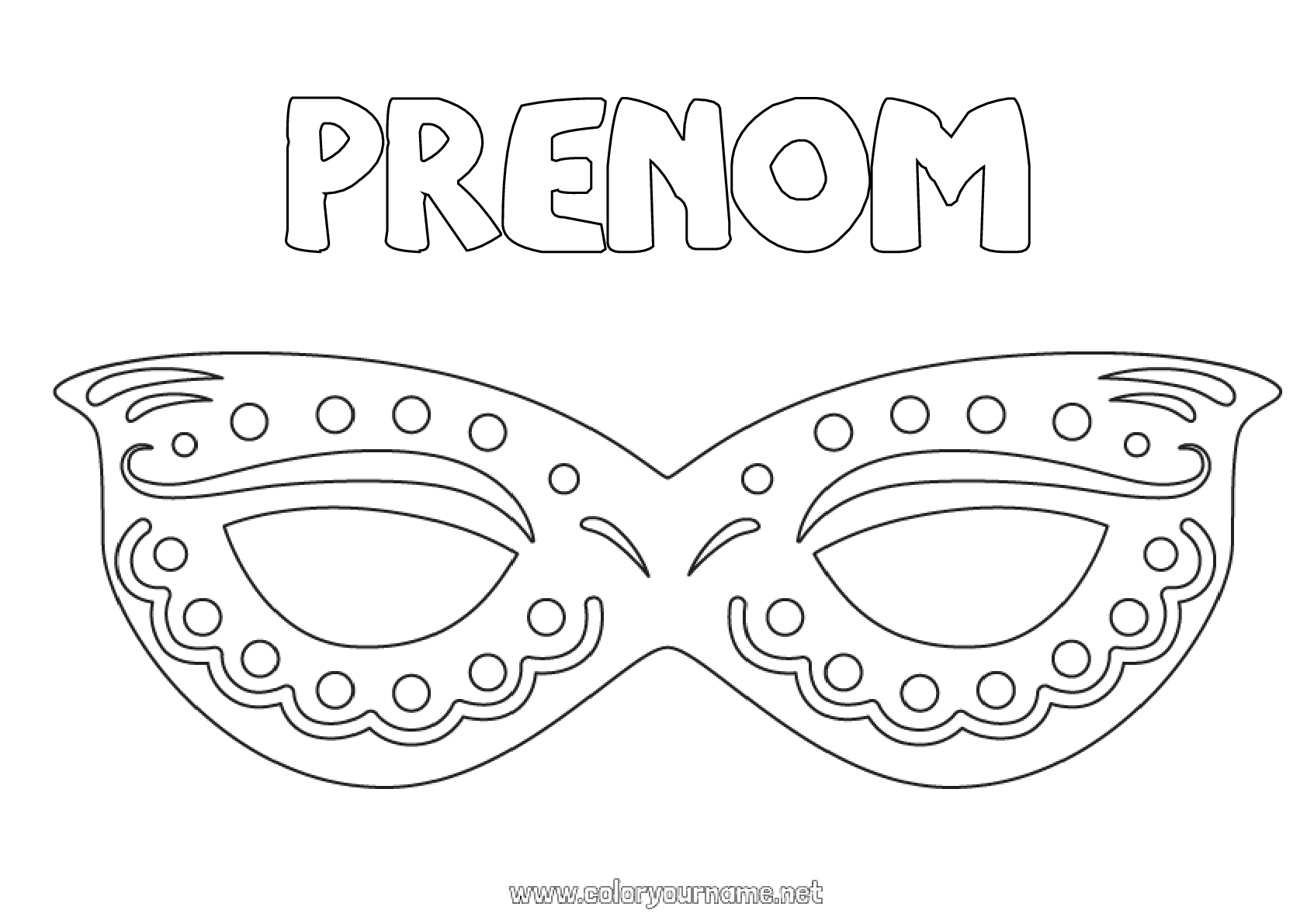 Coloriage n°896 - Déguisement Masque Carnaval