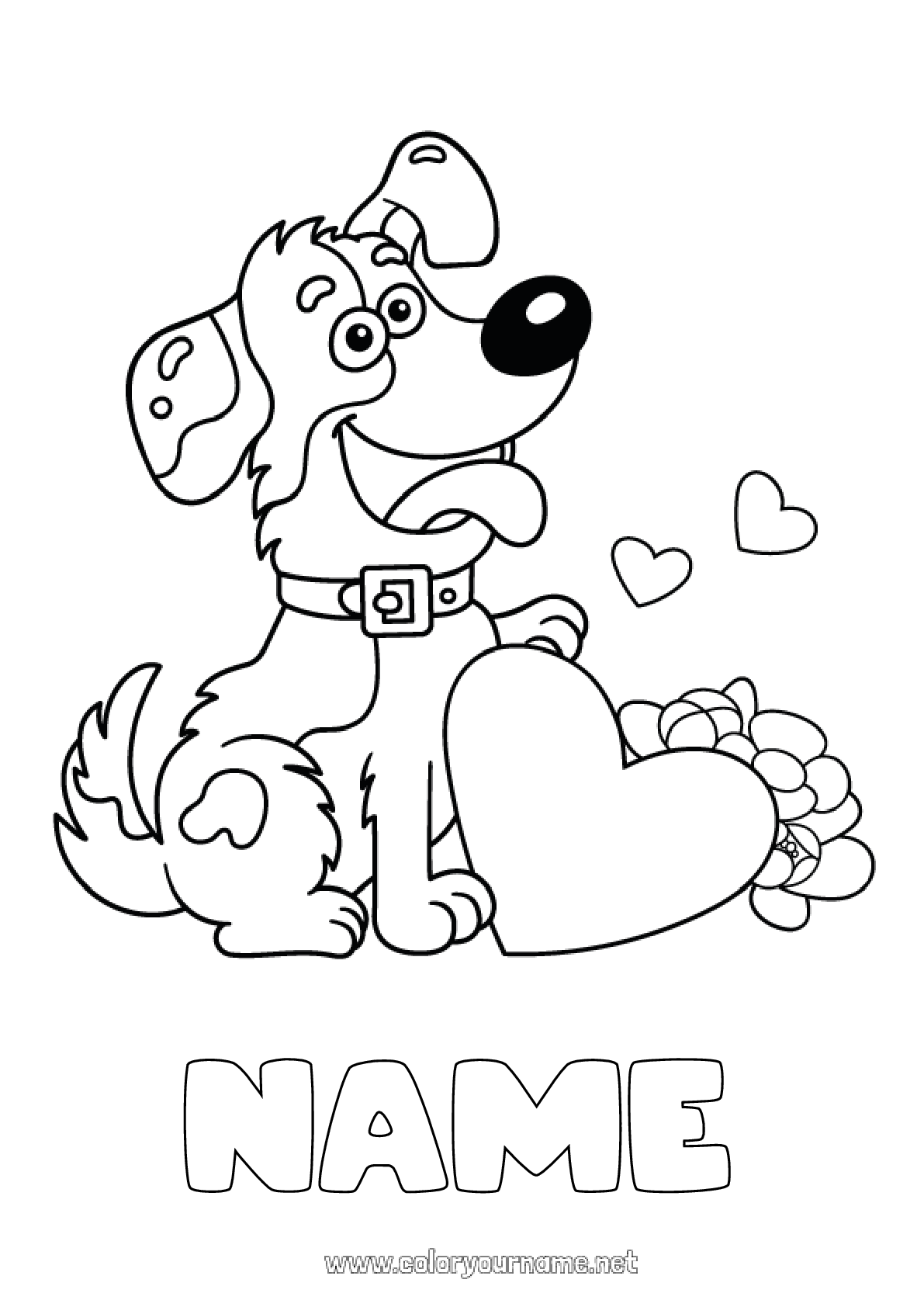 Coloring page No.956 - Heart Dog I love you