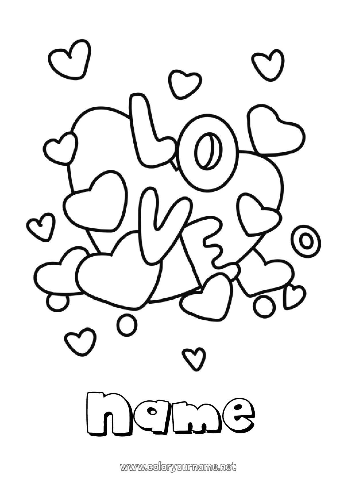 Coloring page No.978 Heart I love you Valentine's Day