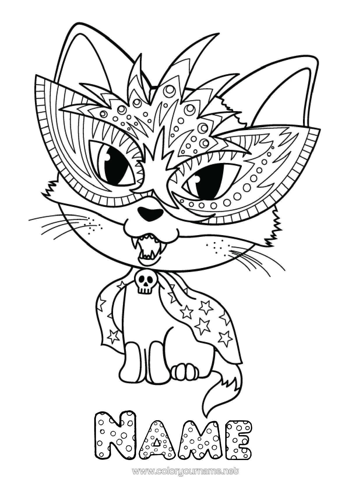 Coloring page No.992 - Fancy dress Mask Cat