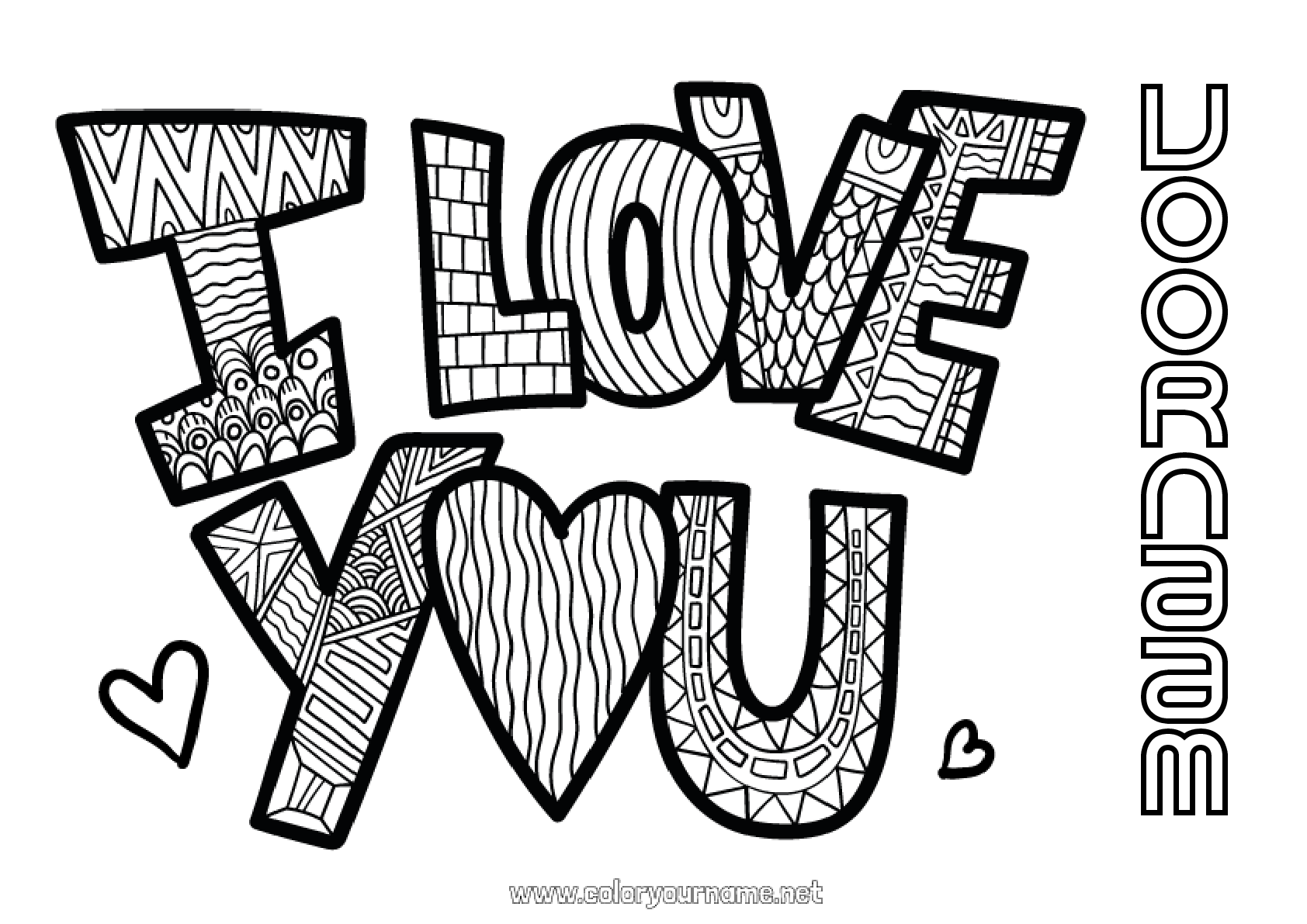 Kleurplaat nr.998 - Ik hou van jou "Liefdes" bericht