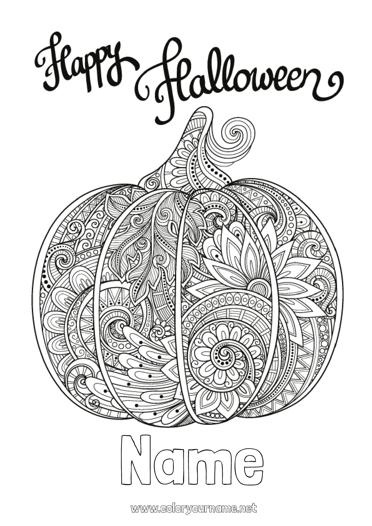 Coloring page No.9 - Pumpkin Halloween Inscription "Halloween";