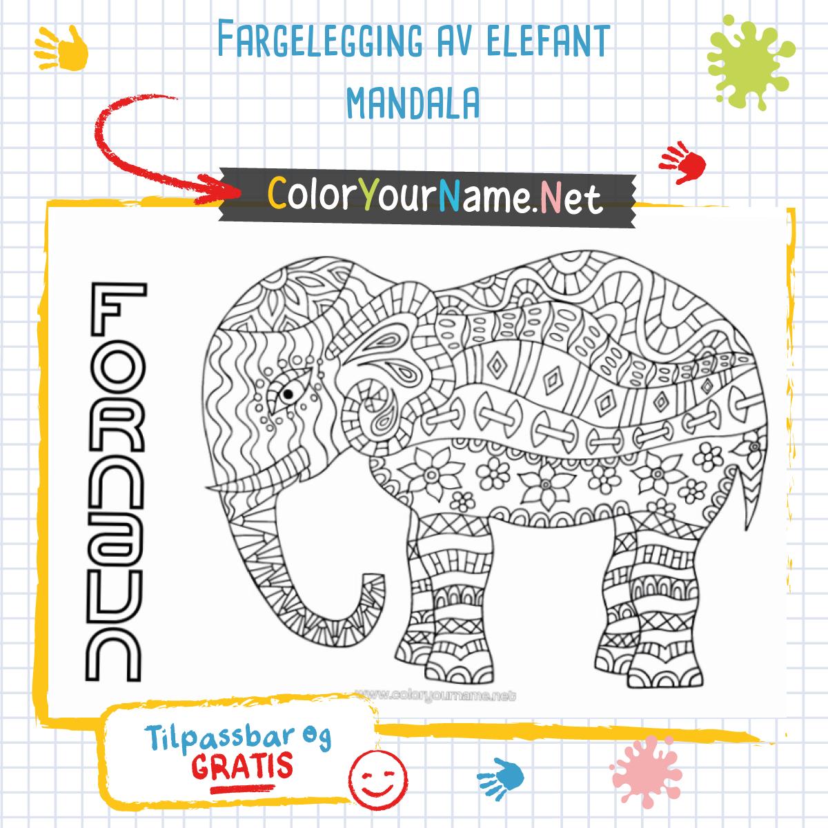 Fargelegging av elefant mandala