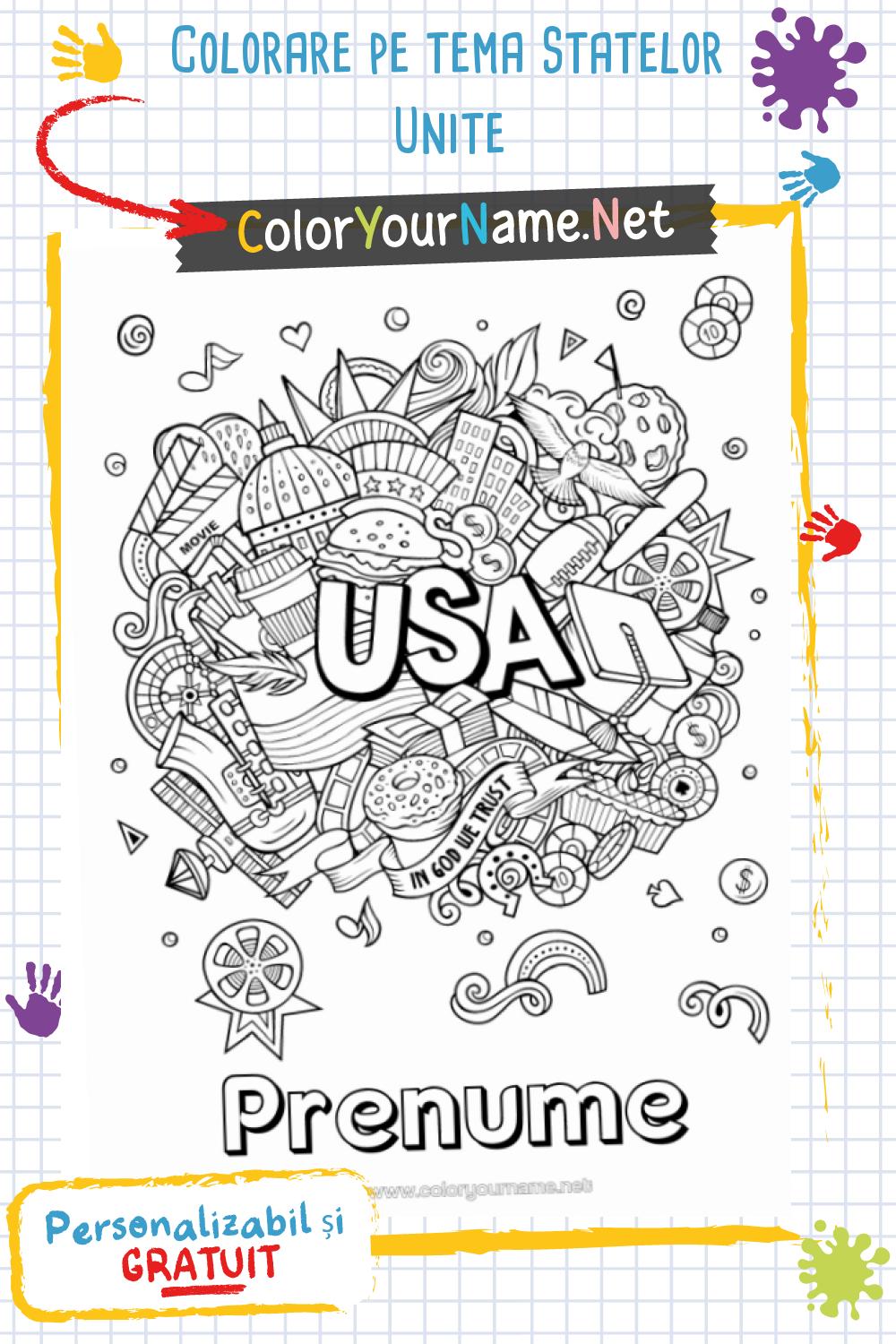 Colorare pe tema Statelor Unite