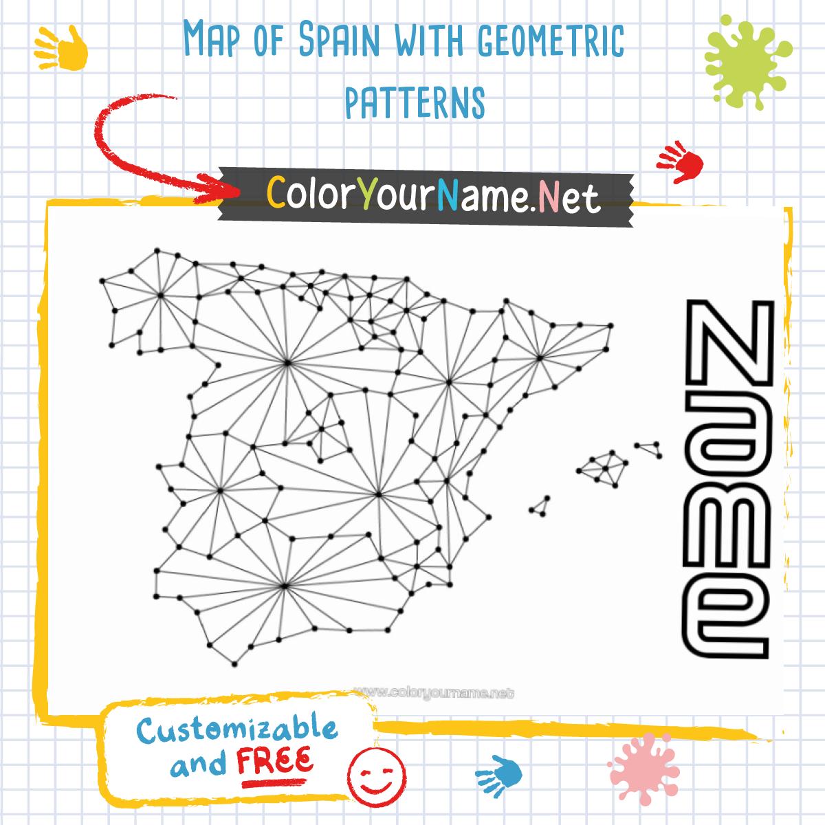 Map of Spain with geometric patterns