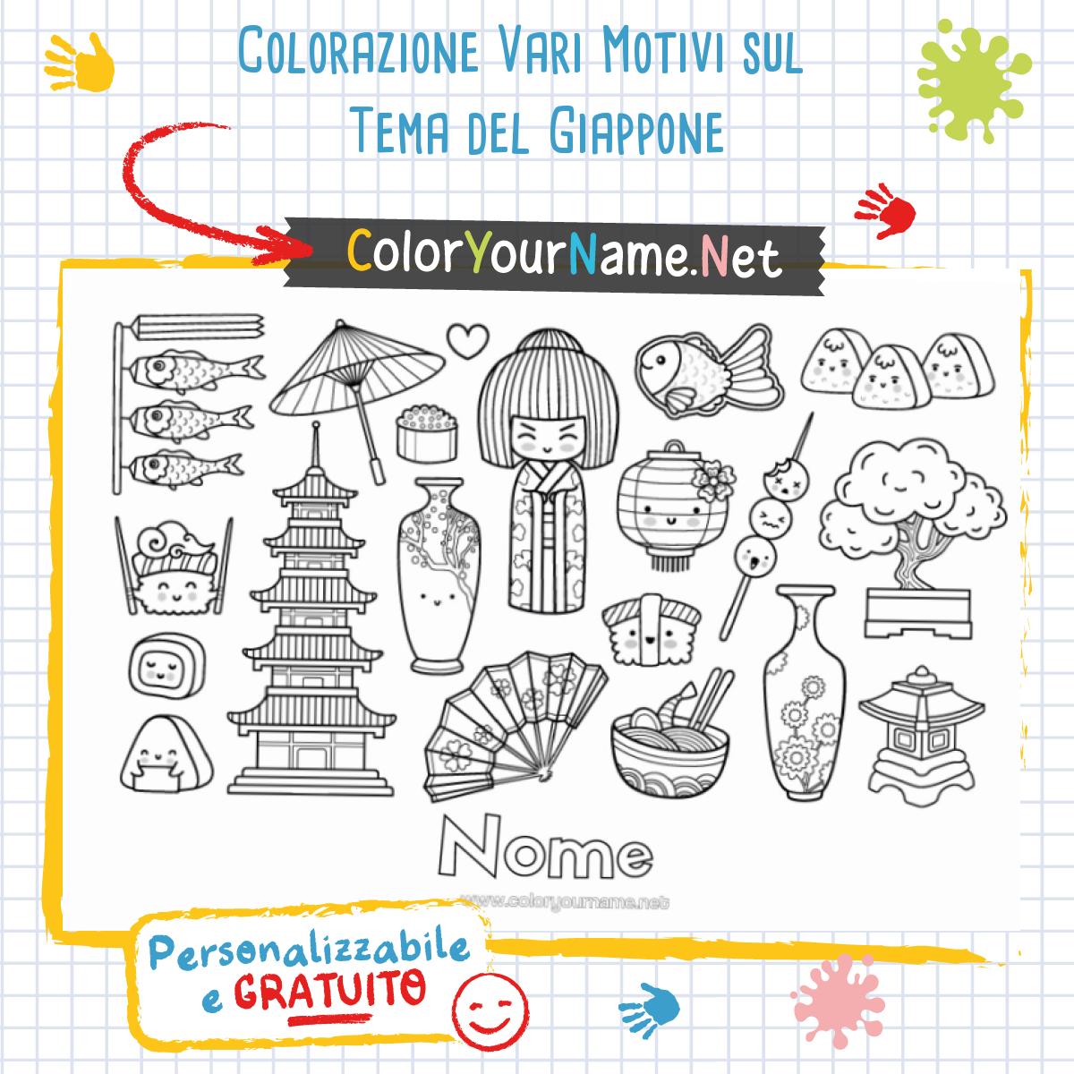 Colorazione Vari Motivi sul Tema del Giappone
