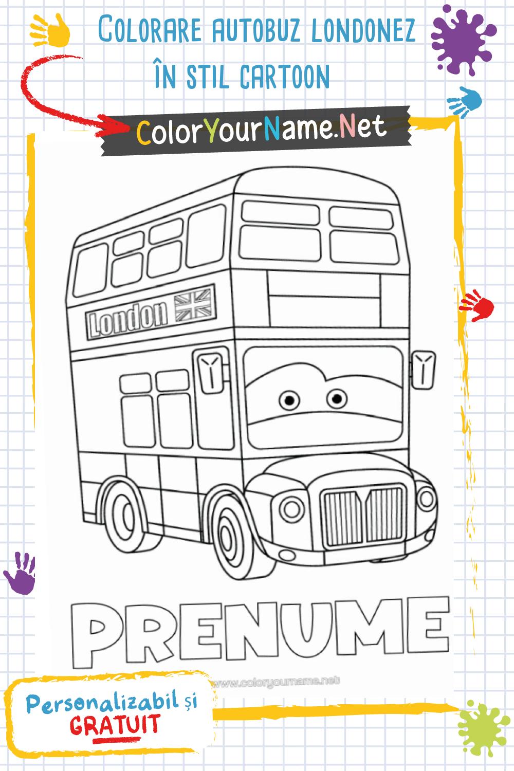 Colorare autobuz londonez în stil cartoon