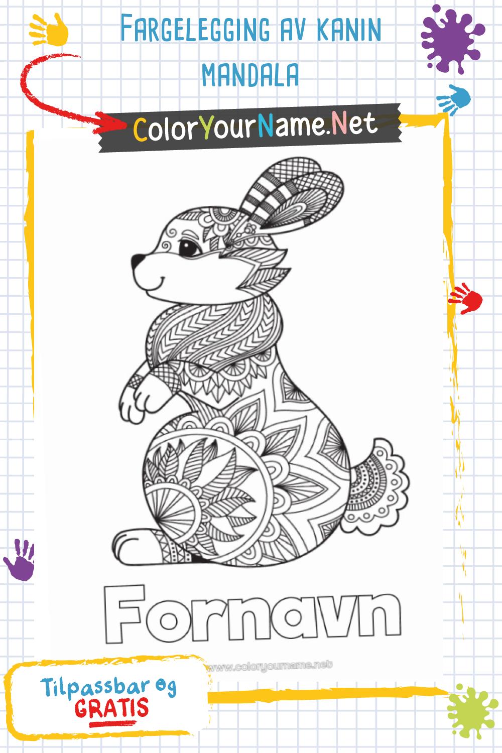 Fargelegging av kanin mandala