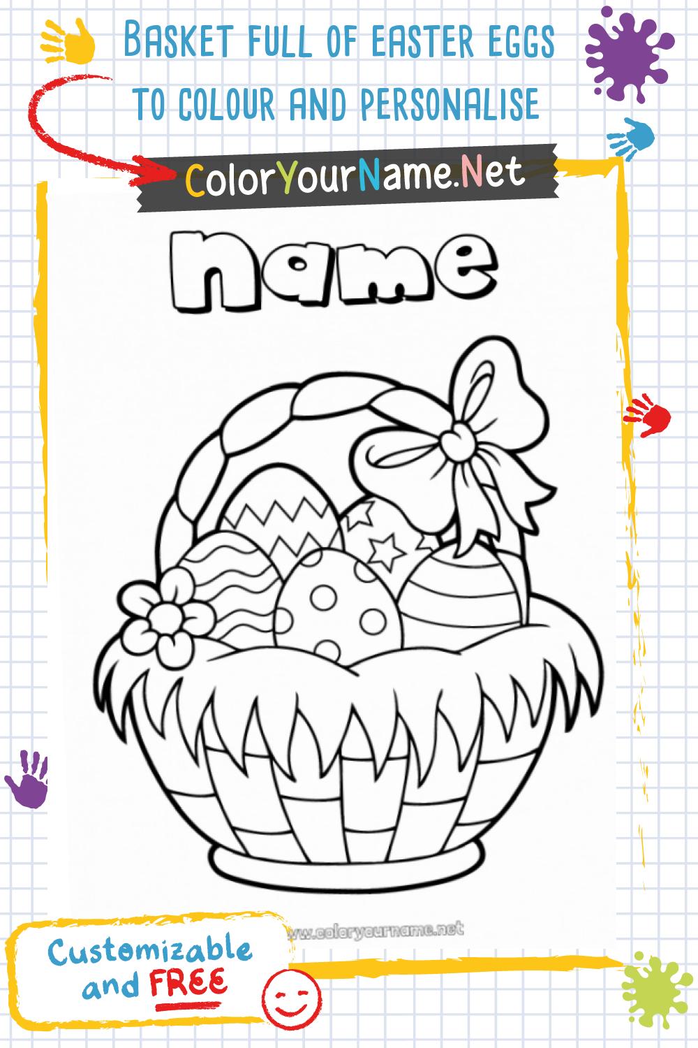 Basket full of easter eggs to colour and personalise