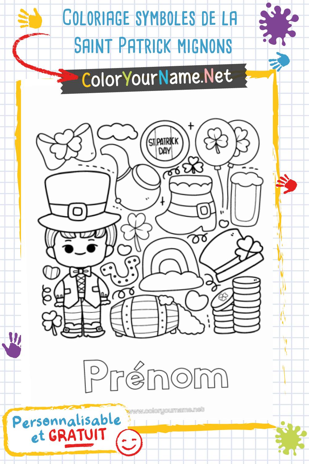 Coloriage symboles de la Saint Patrick mignons