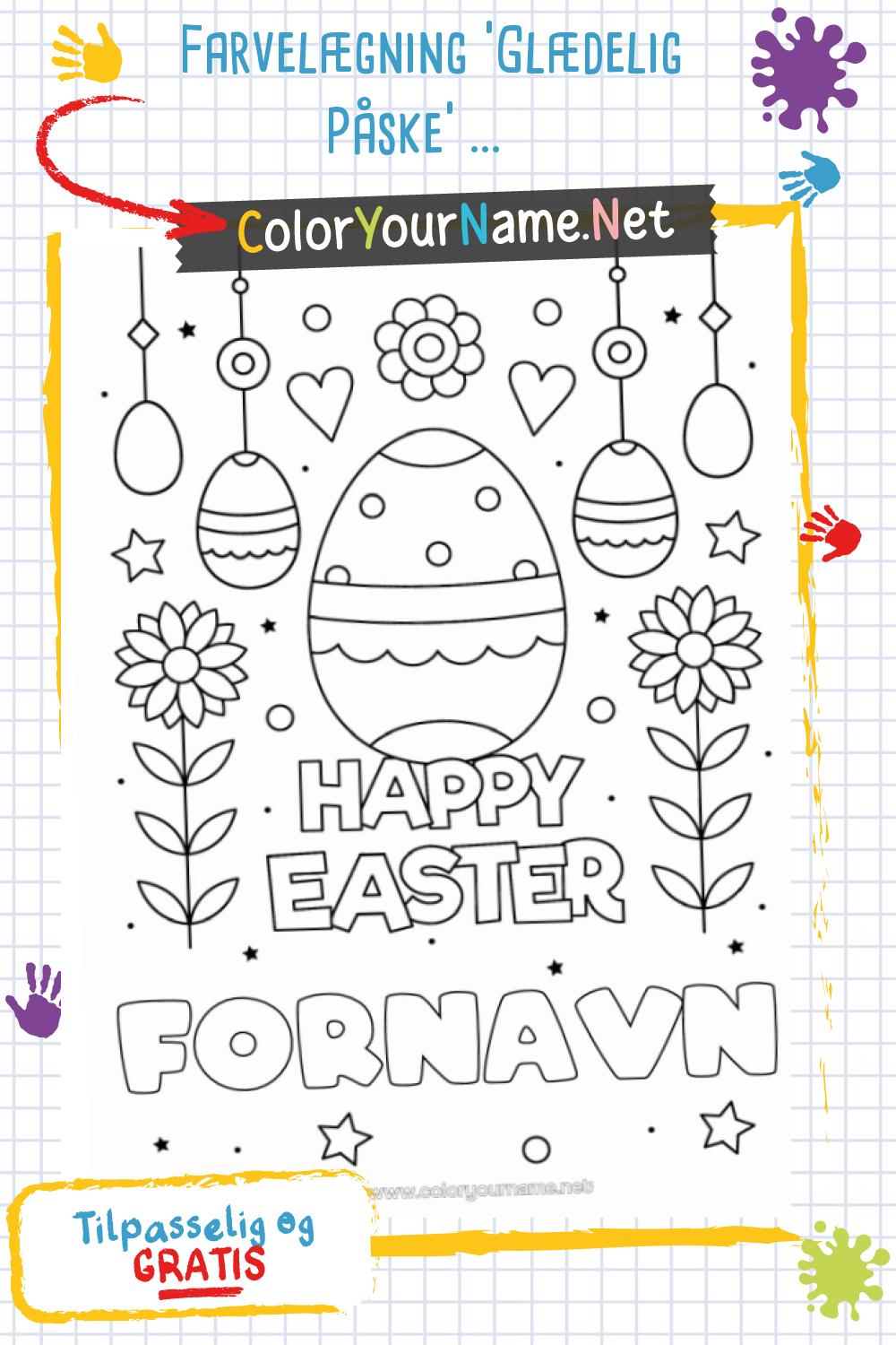 Farvelægning 'Glædelig Påske' til påskefestlighederne