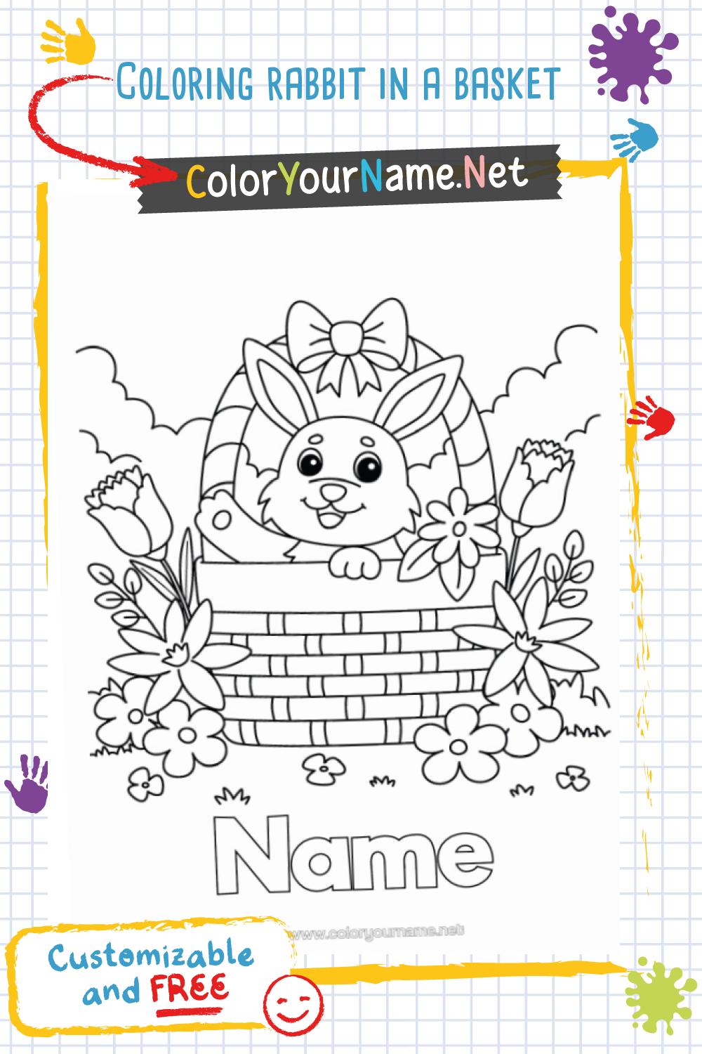Coloring rabbit in a basket