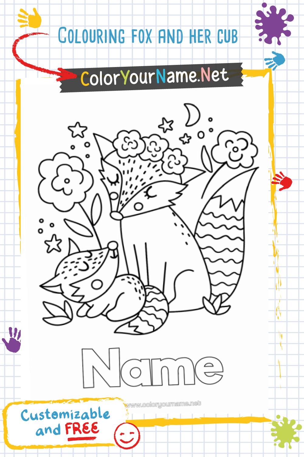 Colouring fox and her cub