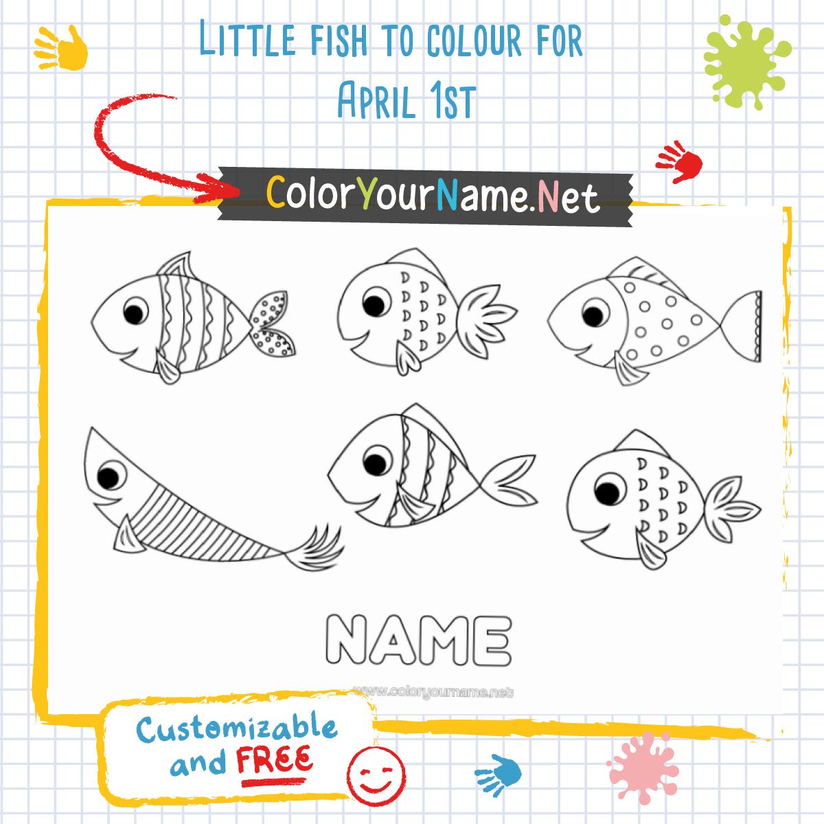 Little fish to colour for April 1st
