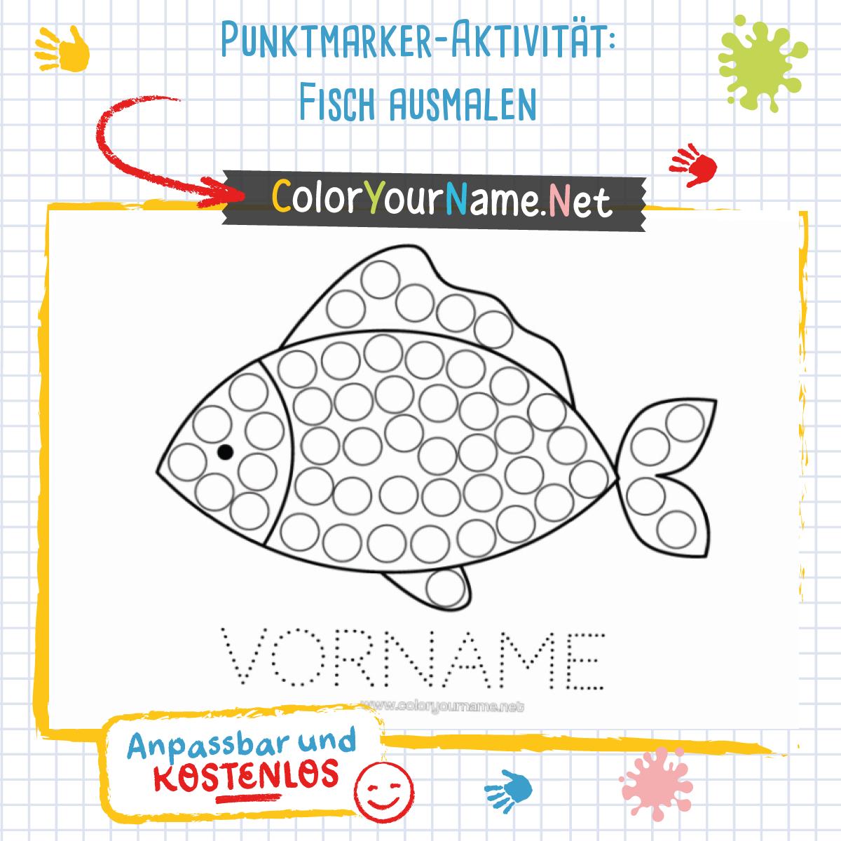 Punktmarker-Aktivität: Fisch ausmalen