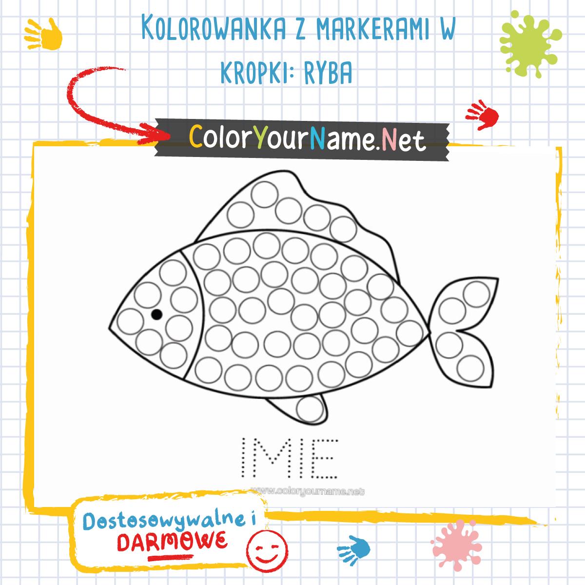kolorowanka-z-markerami-w-kropki-ryba
