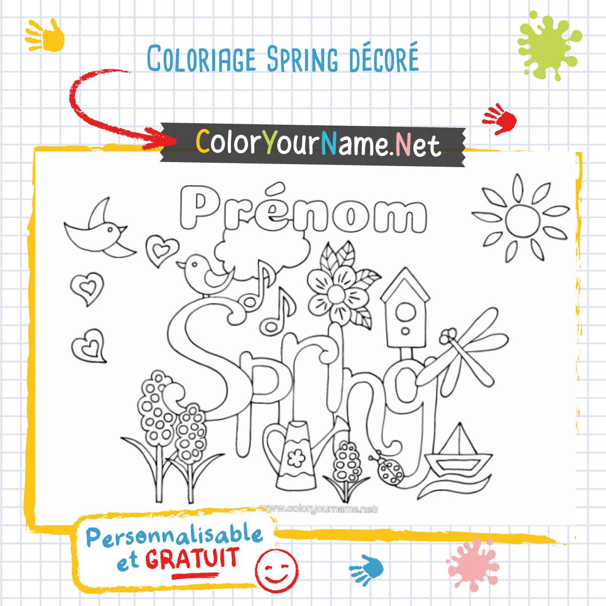 Coloriage Spring décoré