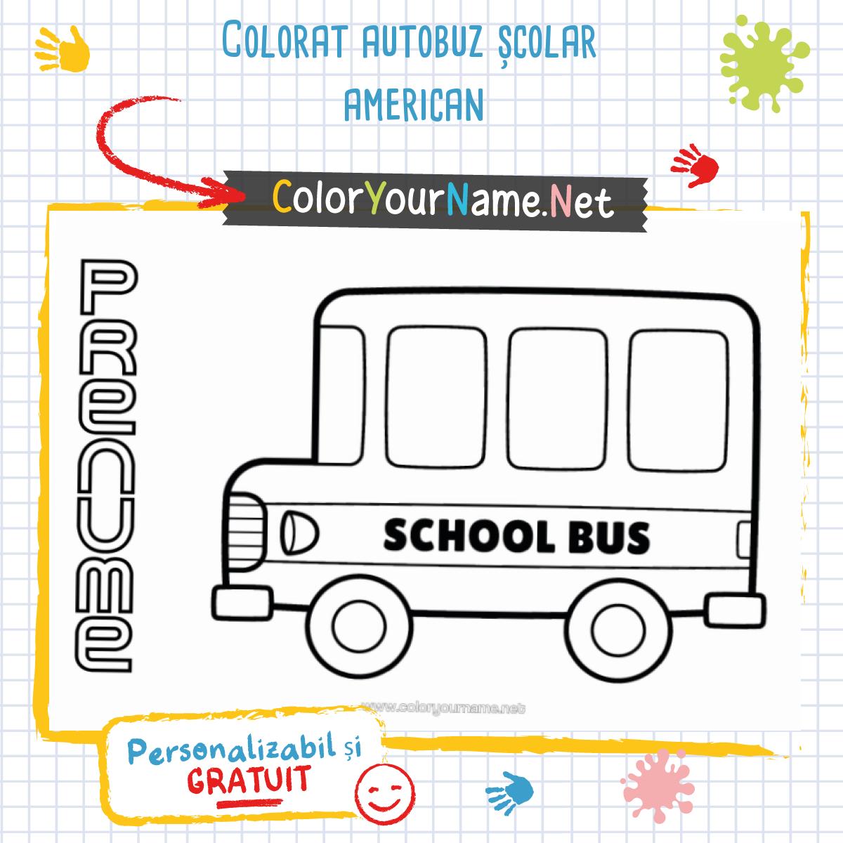 Colorat autobuz școlar american