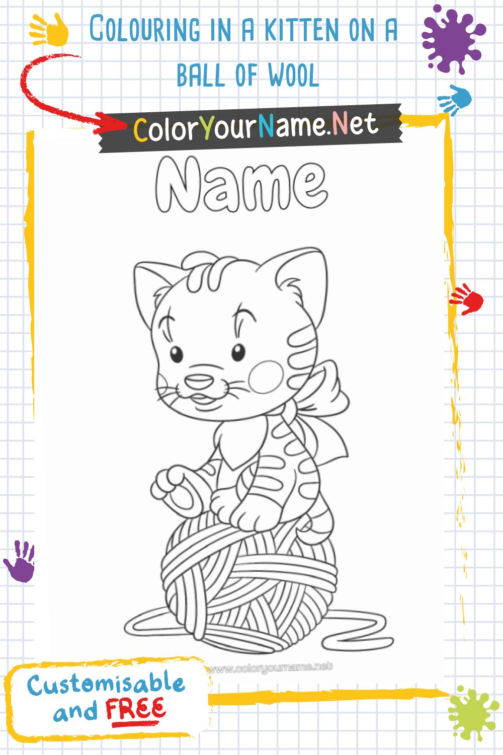 Colouring in a kitten on a ball of wool