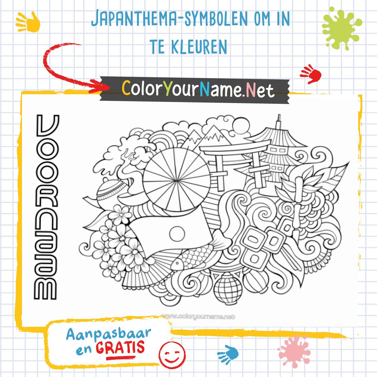 Japanthema-symbolen om in te kleuren