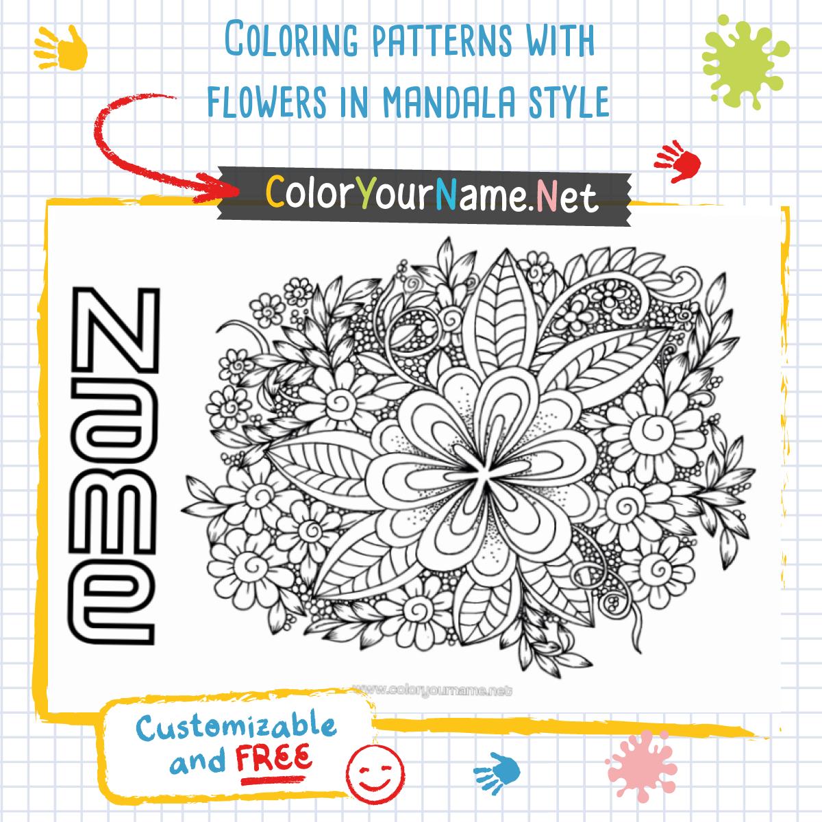 Coloring patterns with flowers in mandala style