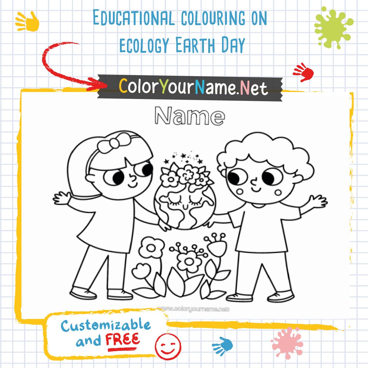 Educational colouring on ecology Earth Day
