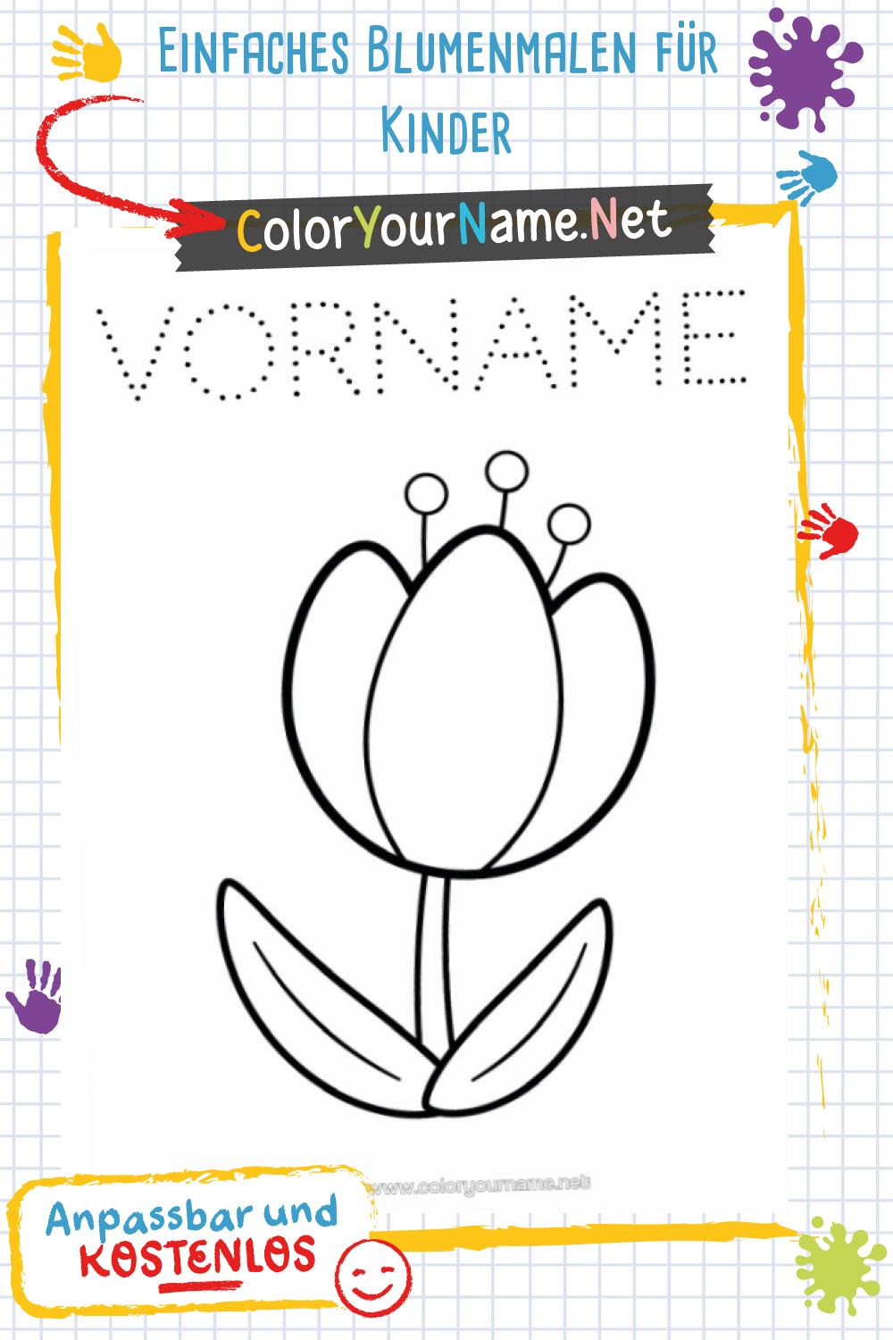 Einfaches Blumenmalen für Kinder