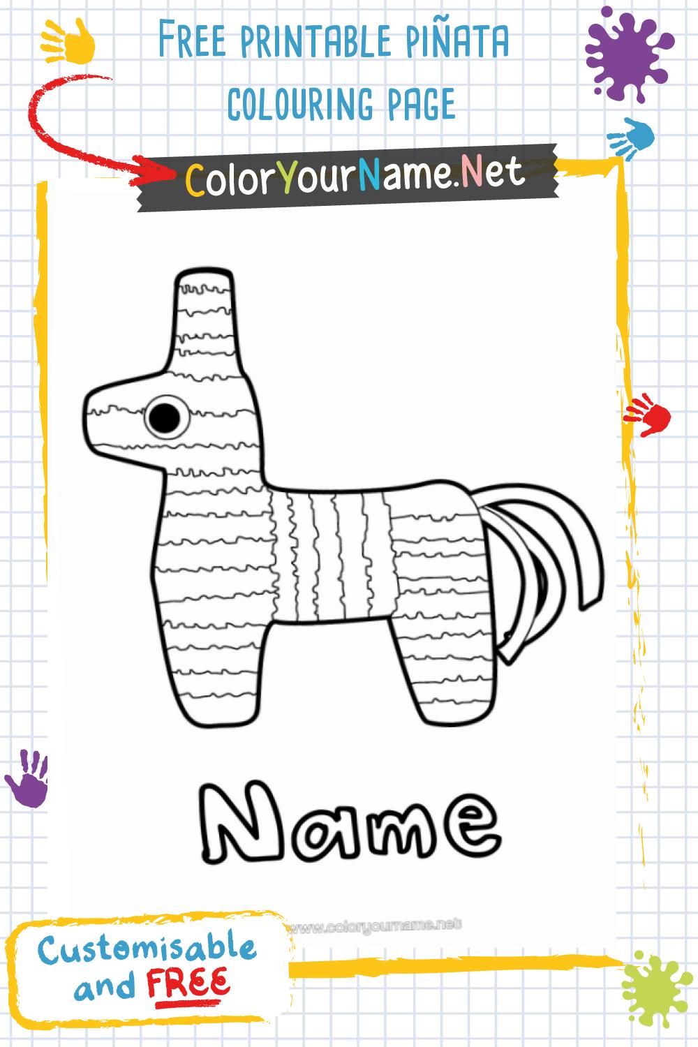 Free printable piñata colouring page