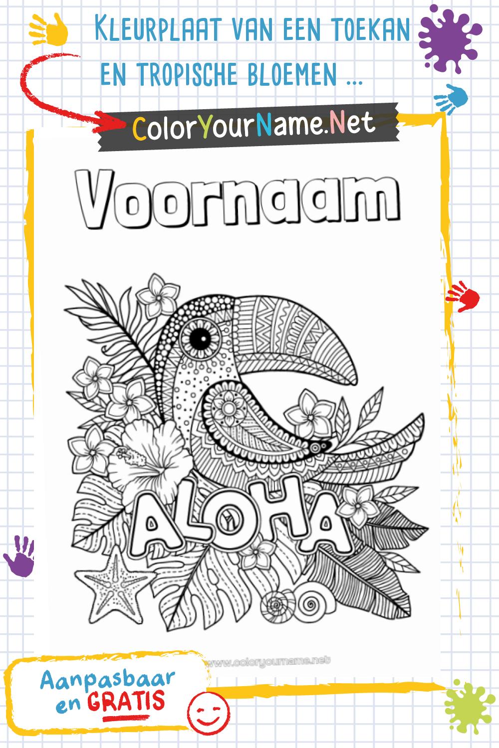 kleurplaat-van-een-toekan-en-tropische-bloemen-uit-hawa