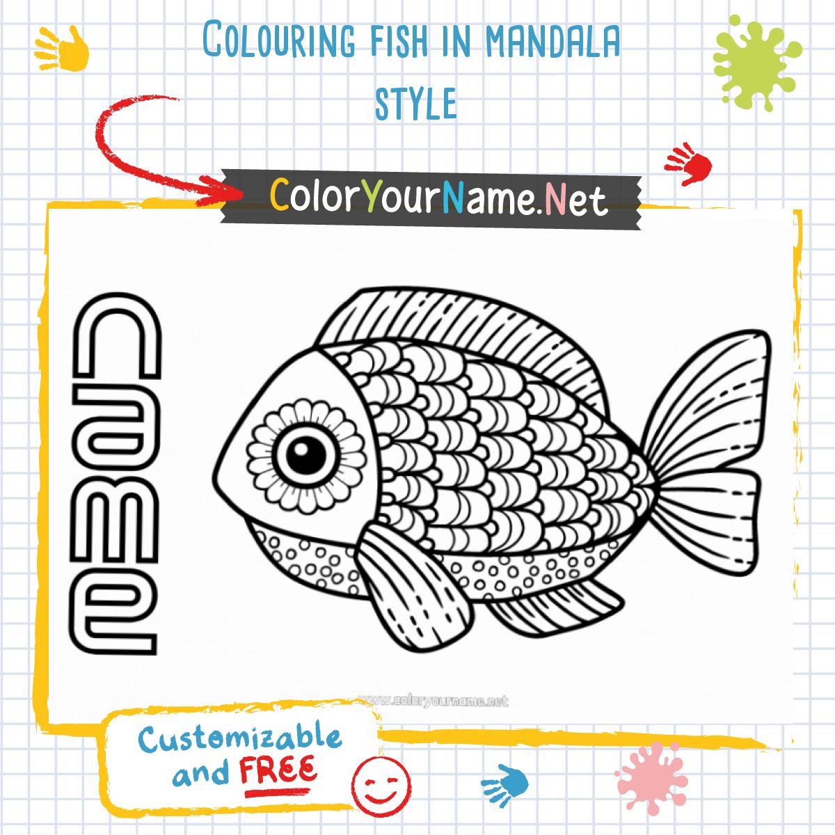 Colouring fish in mandala style