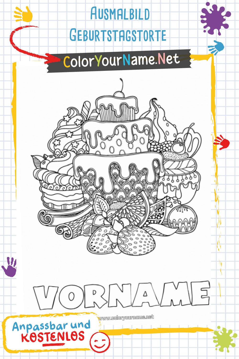  Foto zu Ausmalbild Geburtstagstorte 