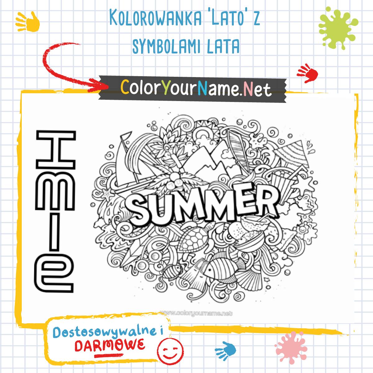 Kolorowanka 'Lato' z symbolami lata