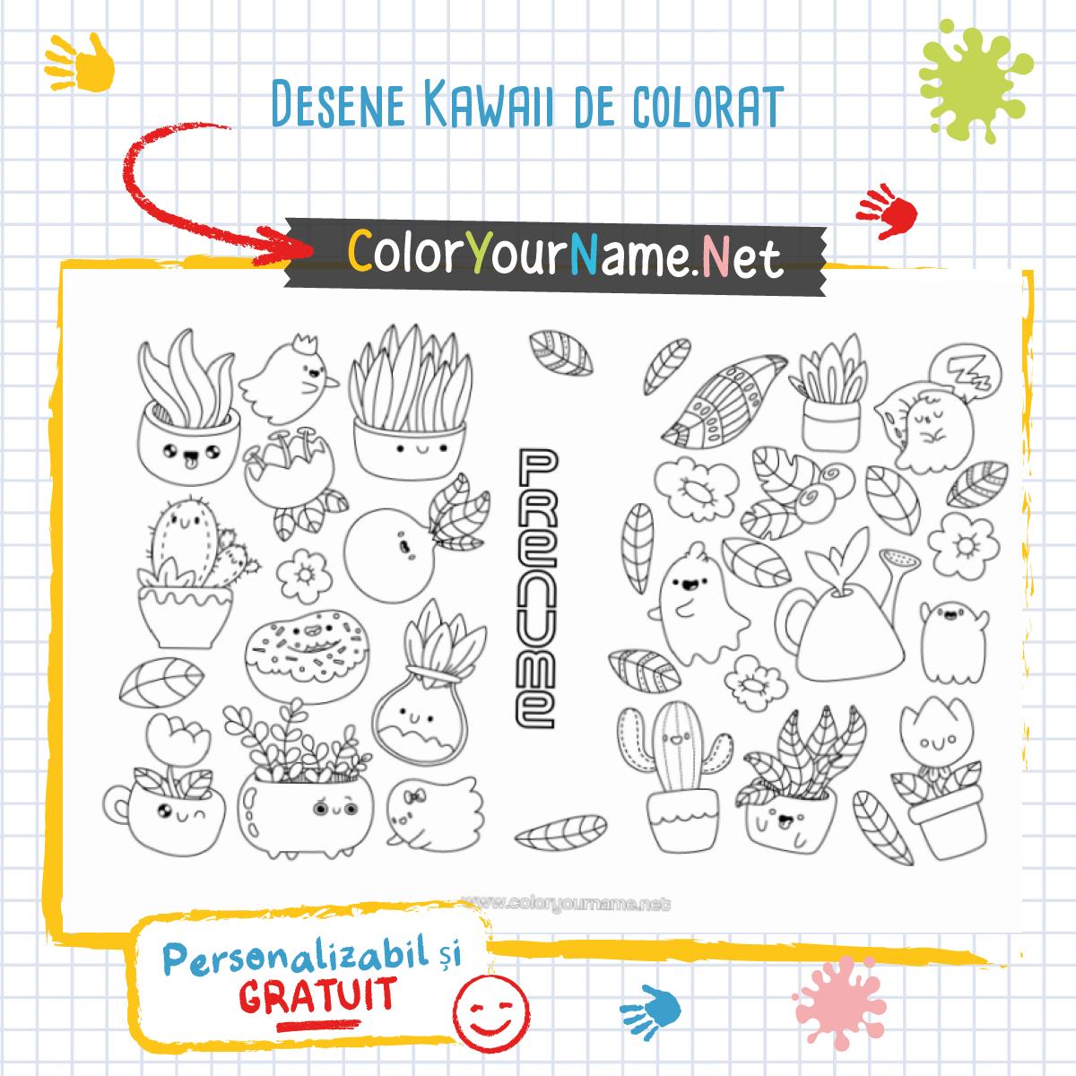Desene Kawaii de colorat