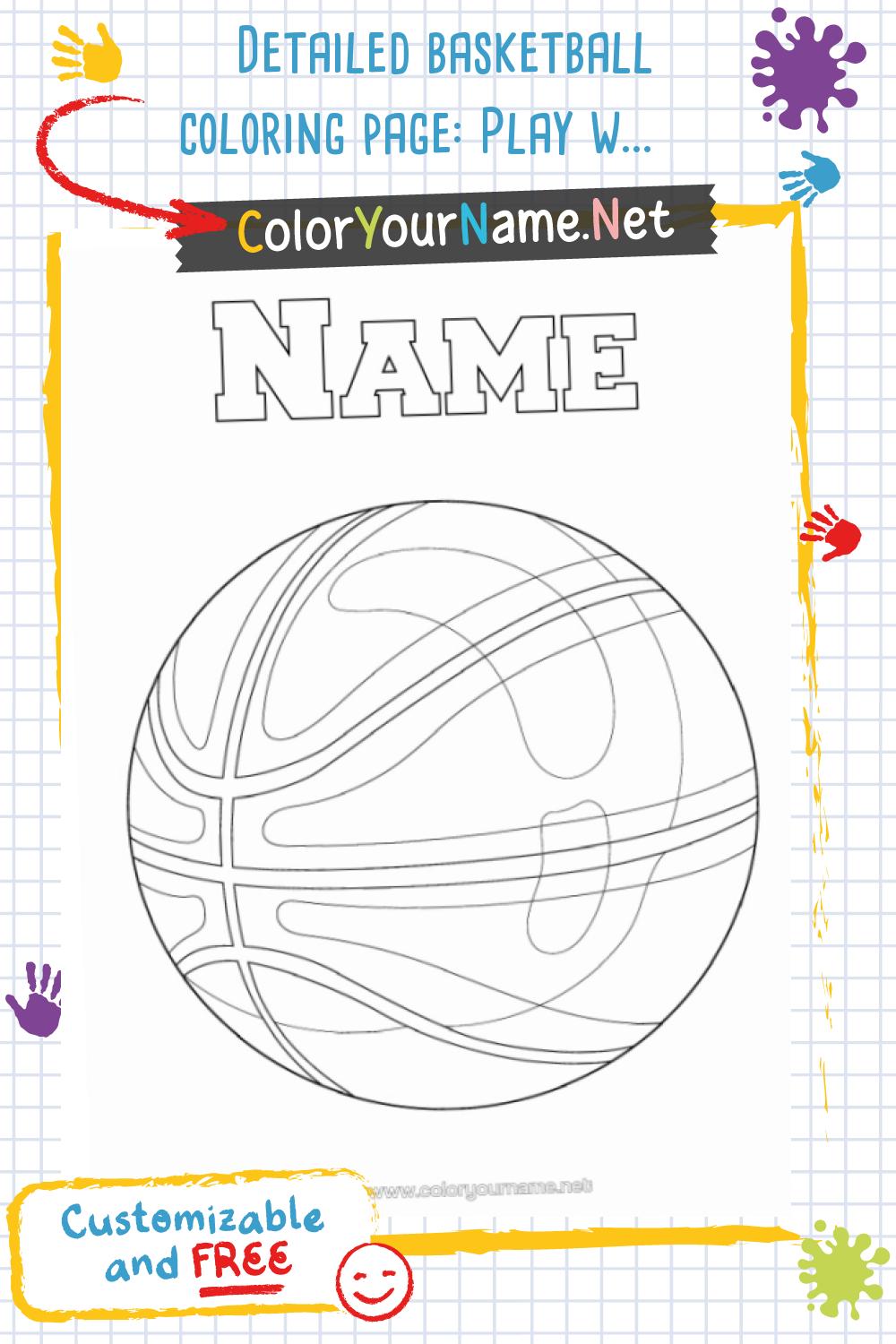 Detailed basketball coloring page: Play with shades