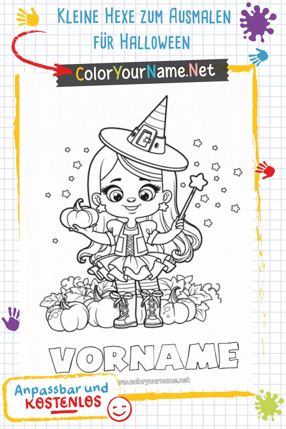  Foto zu Kleine Hexe zum Ausmalen für Halloween 