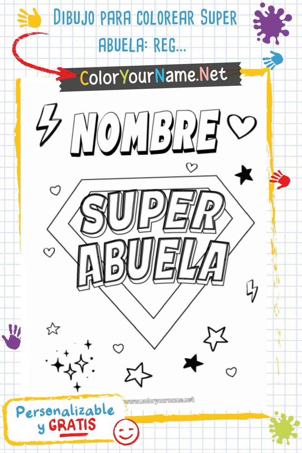 Dibujo para colorear Super abuela: regalo personalizado para el día de ...