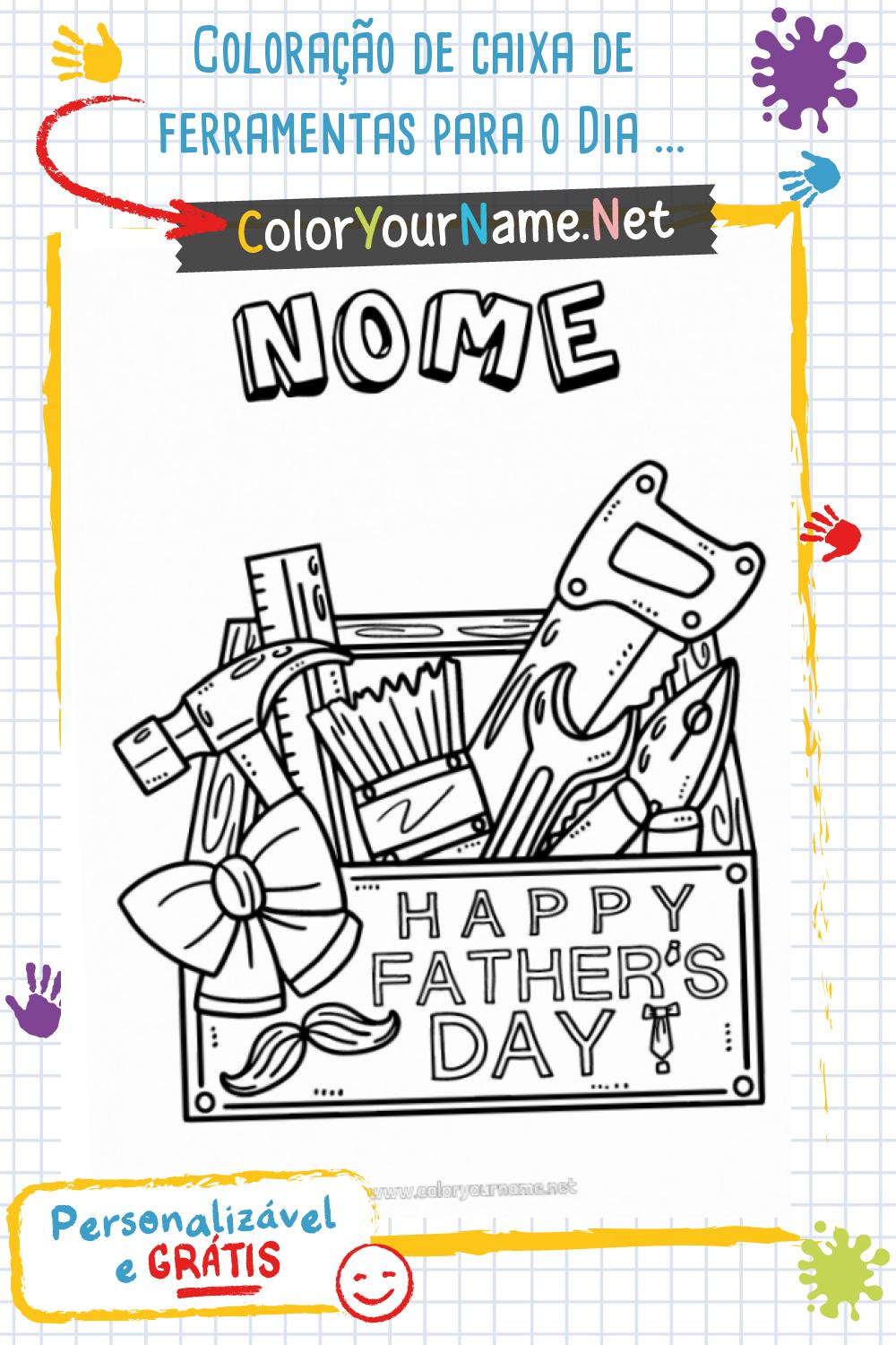 Coloração de caixa de ferramentas para o Dia dos Pais