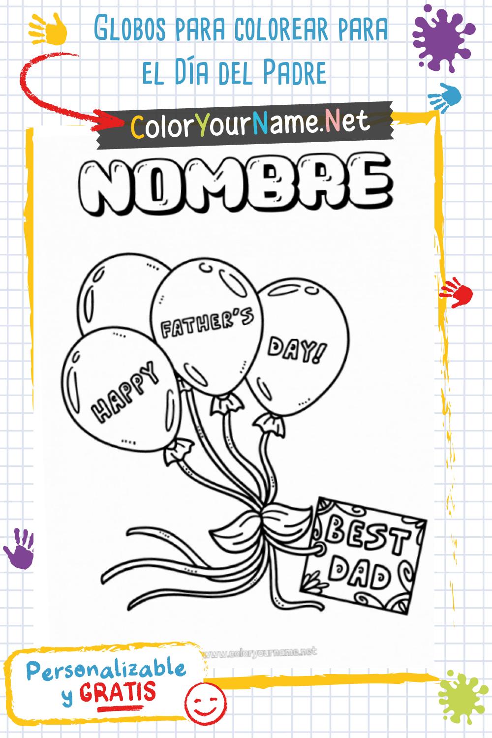 Globos para colorear para el Día del Padre