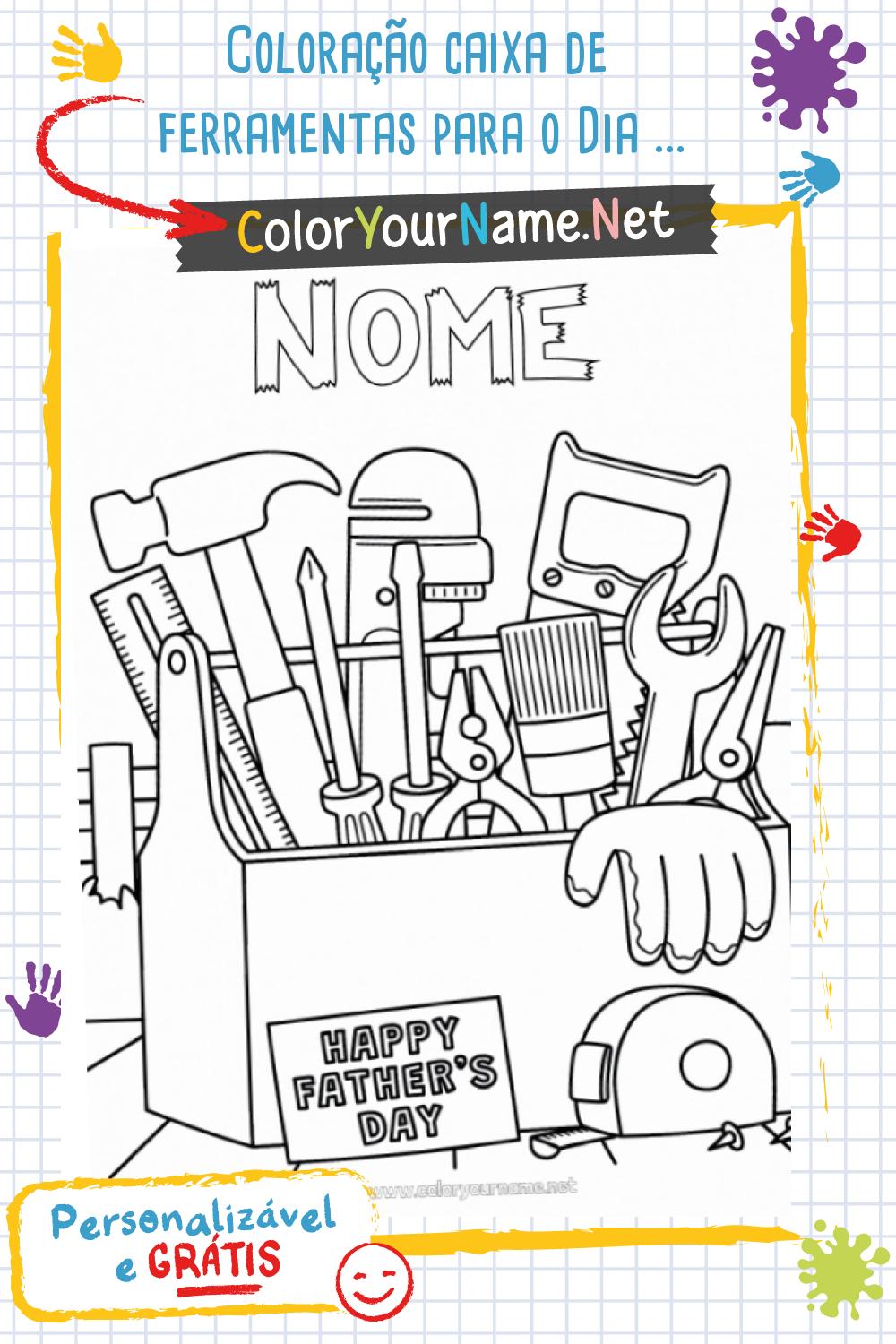 Coloração caixa de ferramentas para o Dia dos Pais