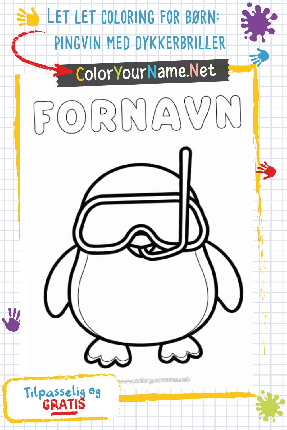 Let let coloring for børn: pingvin med dykkerbriller