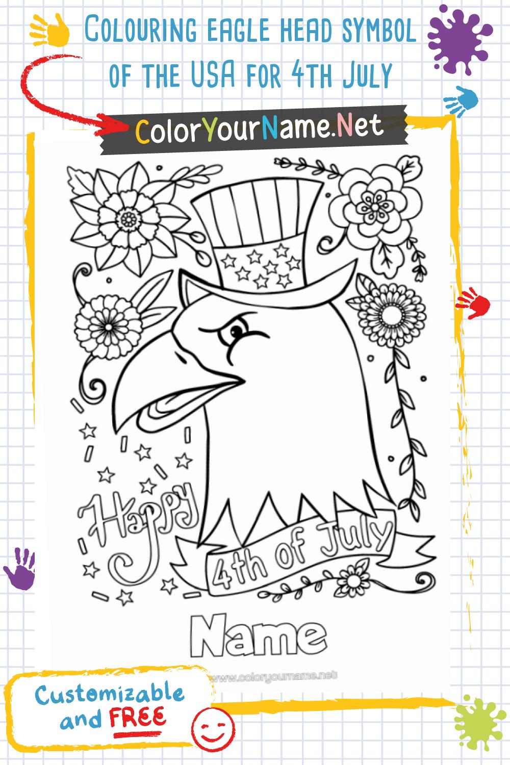 Colouring eagle head symbol of the USA for 4th July